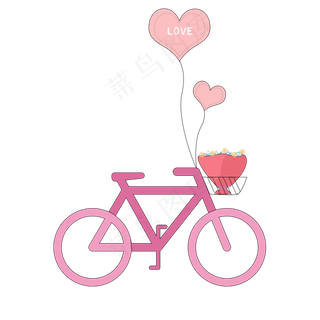 粉色浪漫自行车情人节,免抠元素