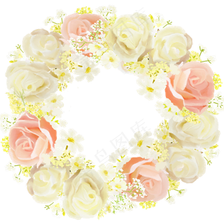 水彩风玫瑰花环