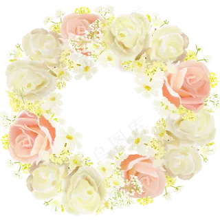 水彩风玫瑰花环