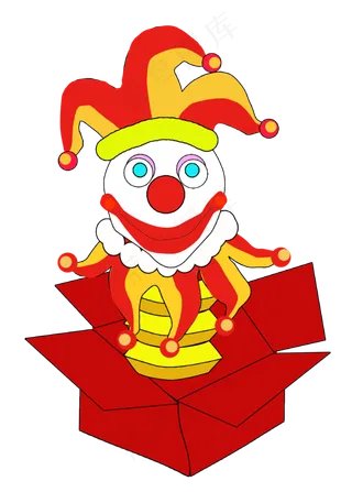 愚人节小丑暖色调搞怪搞笑弹簧盒,免抠元素