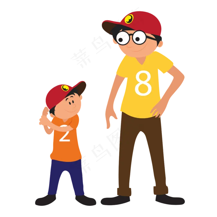 打棒球的父与子免抠图片(570X570)eps,ai矢量模版下载