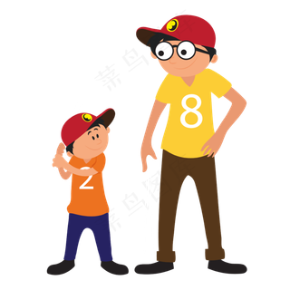 打棒球的父与子免抠图片