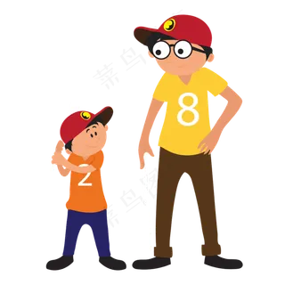 打棒球的父与子免抠图片