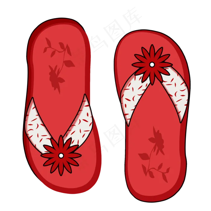 红色拖鞋png素材(2000X2000(DPI:300))psd模版下载