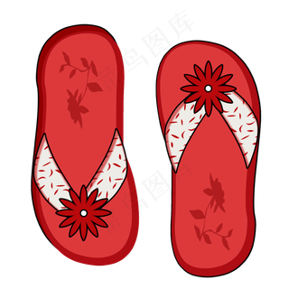 红色拖鞋png素材