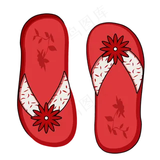 红色拖鞋png素材