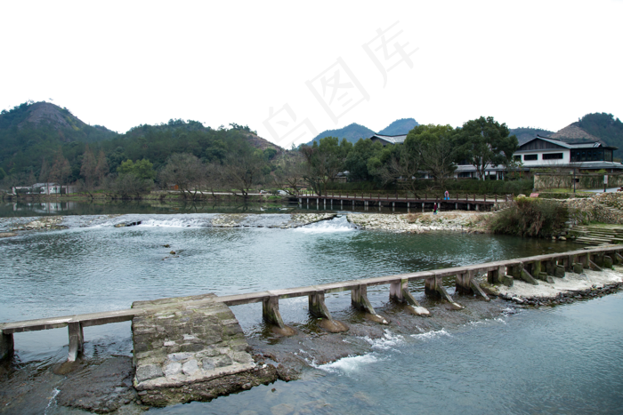 石桥青山绿水绿树