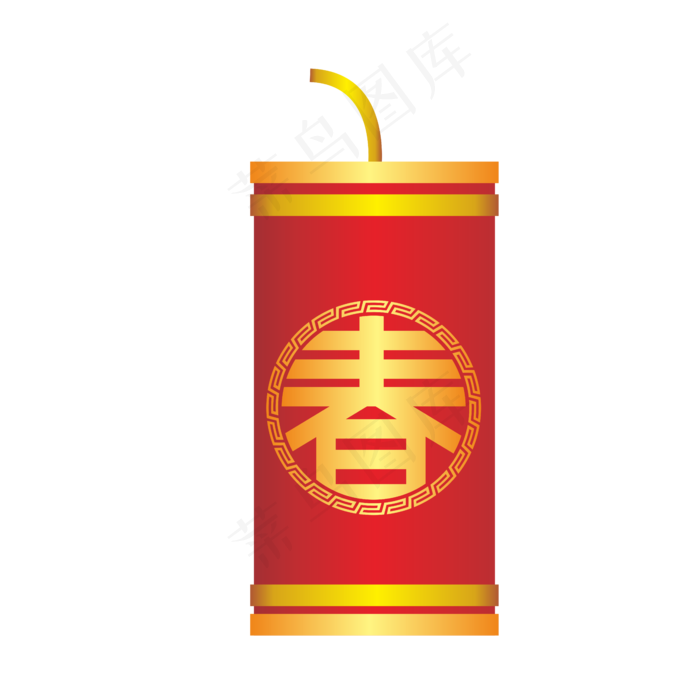 仿真春字鞭炮摆件,免抠元素(5907*5907px 300 dpi )ai矢量模版下载