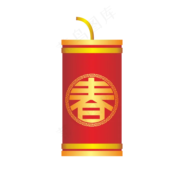 仿真春字鞭炮摆件,免抠元素(5907*5907px 300 dpi )ai矢量模版下载
