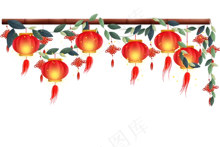 植物上的红灯笼,免抠元素(5315X3543(DPI:300))psd模版下载