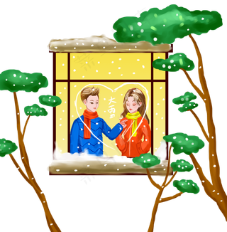 卡通手绘大雪中国传统,免抠元素