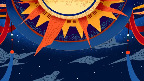 中国风新式神话罗盘彩带