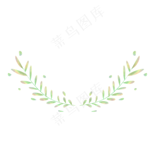 手绘水彩清新橄榄枝花环图标设计