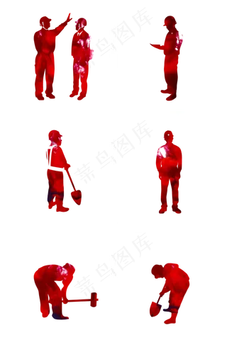 红色工人形象剪影