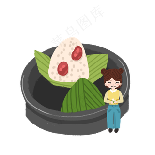 免扣端午习俗端午粽子女孩吃粽子