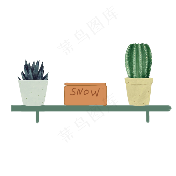 卡通盆栽矢量插画