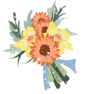 暖色系浪漫手绘新娘婚礼捧花