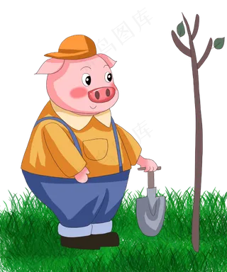 春天植树节扁平男孩植树种树可爱