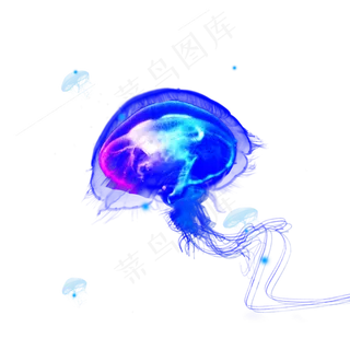 紫色海底水母八爪鱼元素,免抠元素