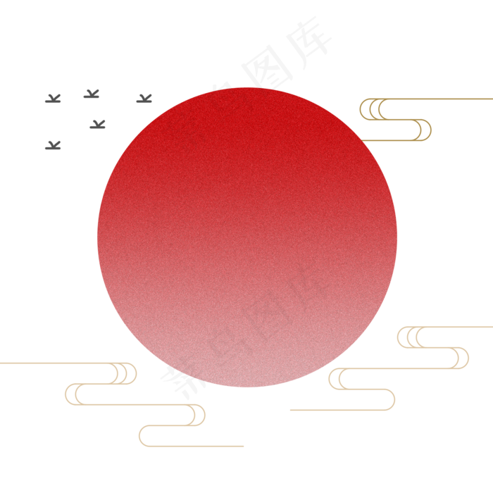 手绘水彩红色的夕阳(2000X2000(DPI:300))psd模版下载