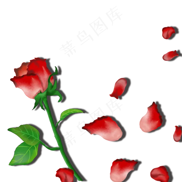 卡通红色玫瑰花瓣情人节装饰(2000X2000(DPI:300))psd模版下载