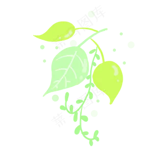 手绘彩色植物绿色