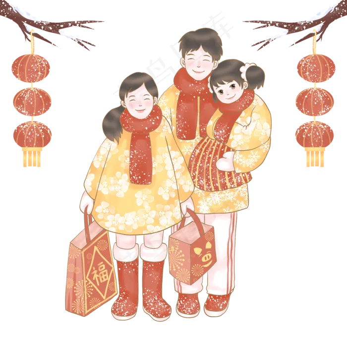 欢度小年之团团圆圆,免抠元素