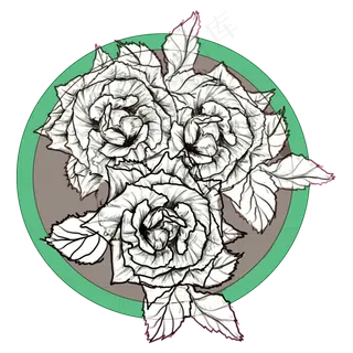 手绘花盆载装饰画花元素花素材可