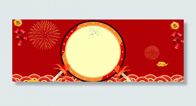 春节简约红色电商海报背景