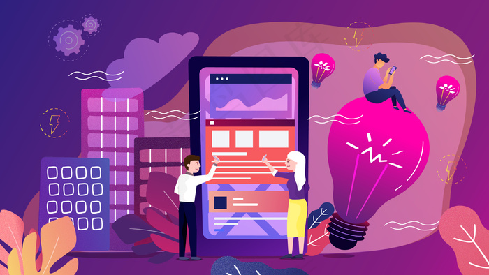 多彩扁平商务办公插画