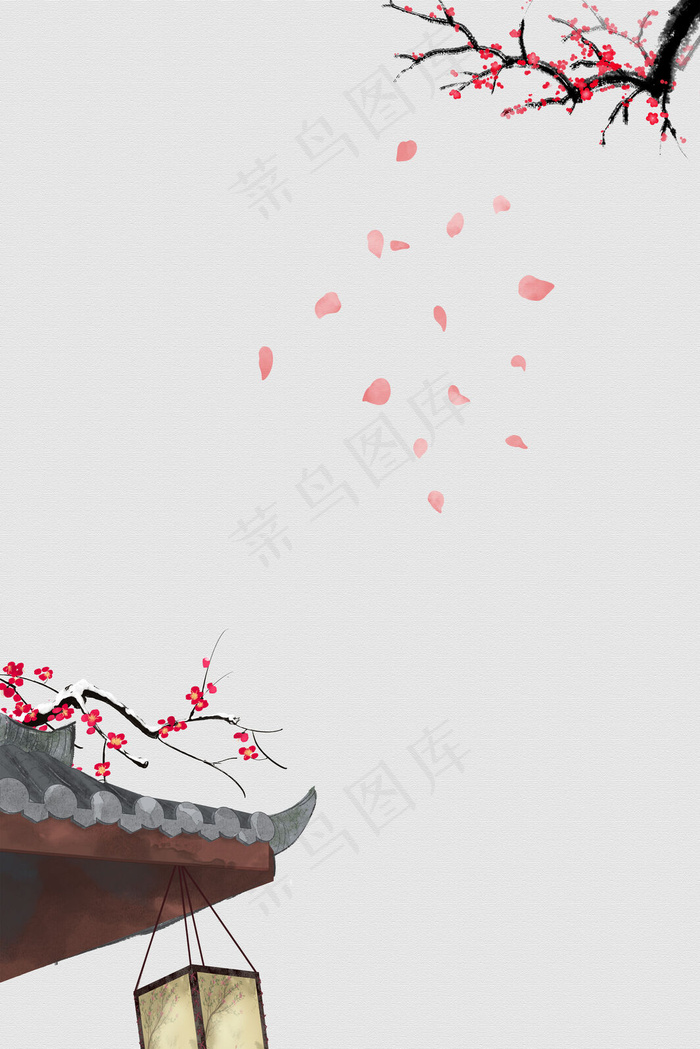 中国风水墨梅花海报背景