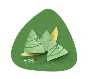 端午节手绘粽子和竹叶