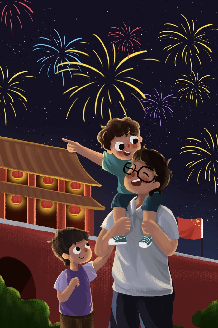 国庆节庆祝节日爱国祖国烟花