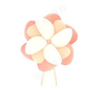 C4D立体装饰花浅粉色花朵