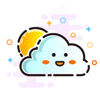 MBE风格天气图标可爱多云矢量元素,免抠元素