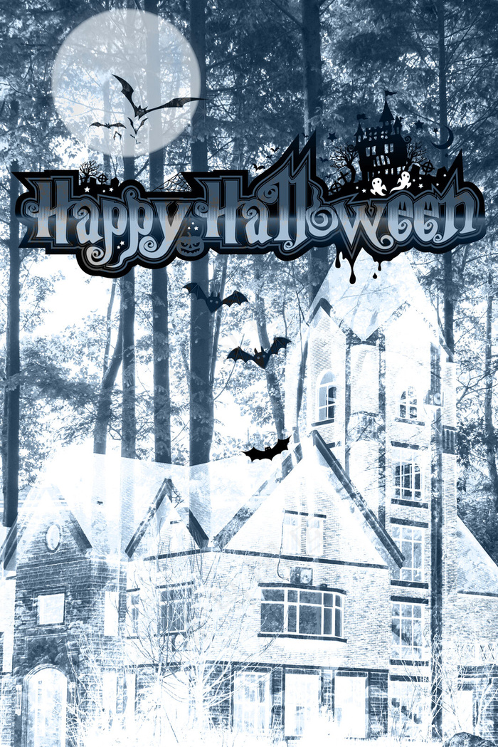 万圣节森林城堡合成背景