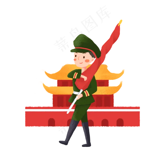 *升国旗的军人素材(2000X2000(DPI:300))psd模版下载