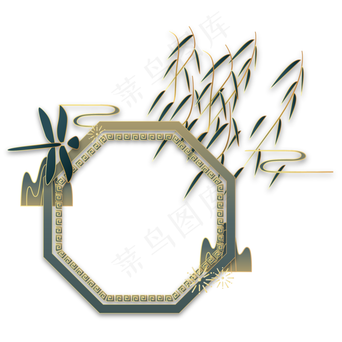 后现代柳树云纹边框