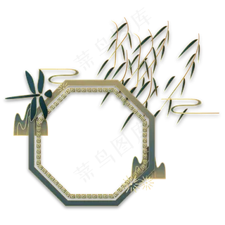 后现代柳树云纹边框