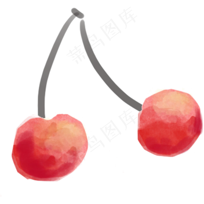 手绘樱桃水果(2000X2000(DPI:300))psd模版下载