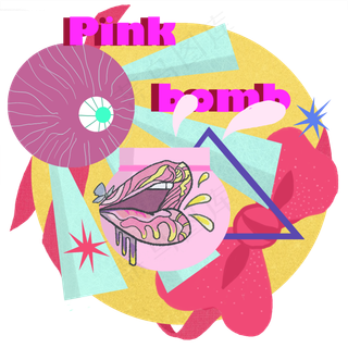 街头涂鸦手绘艳丽嘴唇撞色PNG图