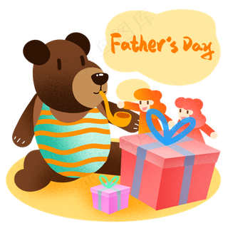 父亲节熊爸爸烟斗