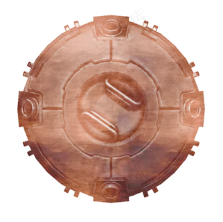 玫瑰金金属蒸汽机械井盖圆形装饰,免抠元素
