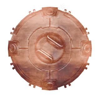 玫瑰金金属蒸汽机械井盖圆形装饰,免抠元素
