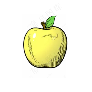 水果类装饰图案黄苹果