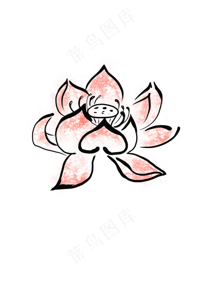 荷花水墨中国风春花朵唯美淡雅手(2480X3508(DPI:300))psd模版下载