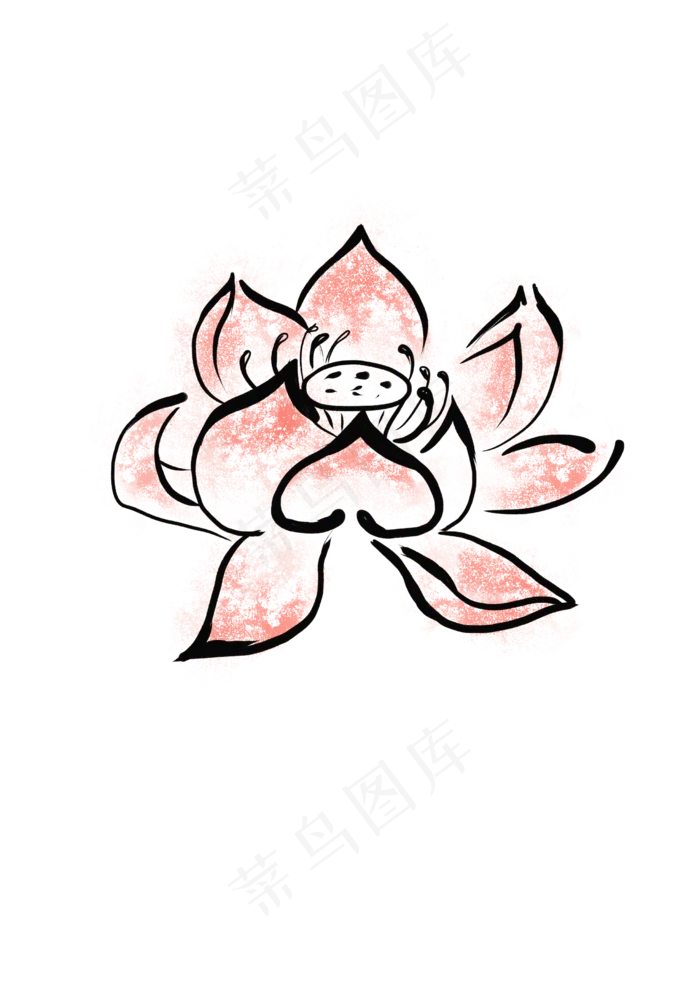 荷花水墨中国风春花朵唯美淡雅手(2480X3508(DPI:300))psd模版下载