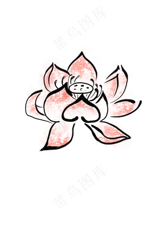 荷花水墨中国风春花朵唯美淡雅手