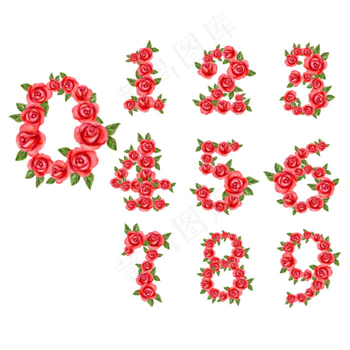 玫瑰花数字原创字