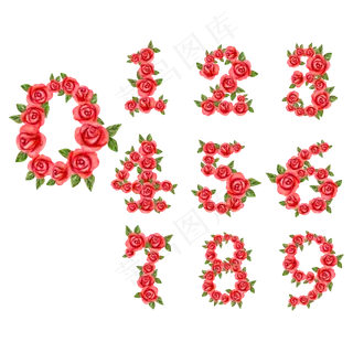 玫瑰花数字原创字